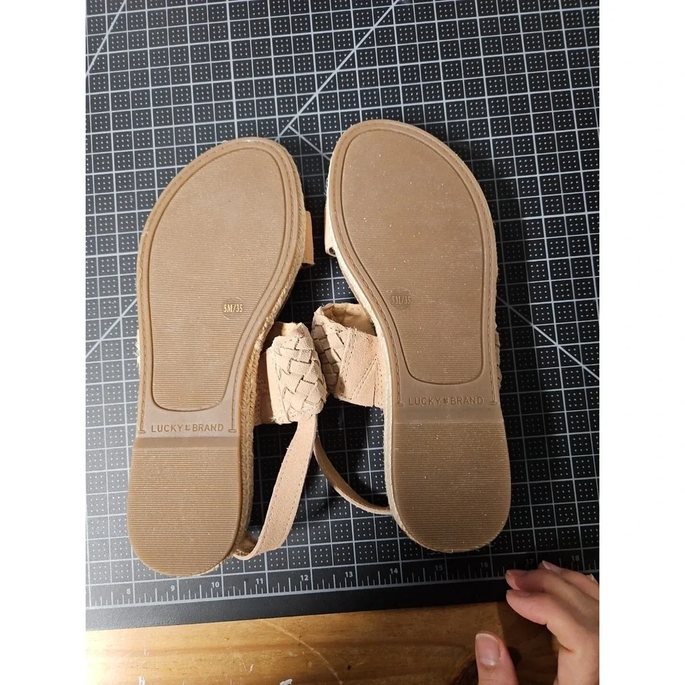 Lucky Brand Women's Gloreah Espadrille Sandal Wedge‎ size 5 Beige